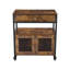 Armoire-bar 24 pouces à roulettes avec roulettes, buffet de cuisine mobile avec porte grillagée et rangement pour le vestibule, table de buffet portable