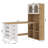 Computer Desk With Tall Bookshelf,52''X31.5''X'63'' L Shaped Desk With Drawers & Led Lights Power Outlets,Corner Desk With File Cabinet,Home Office Gaming Desk,White&Oak-738277995
