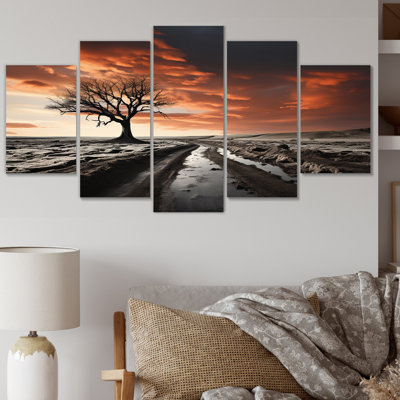 Sky Photo Dreams Of Infinitive Road II - Landscapes Trees Wall Art Print - 5 Panels
