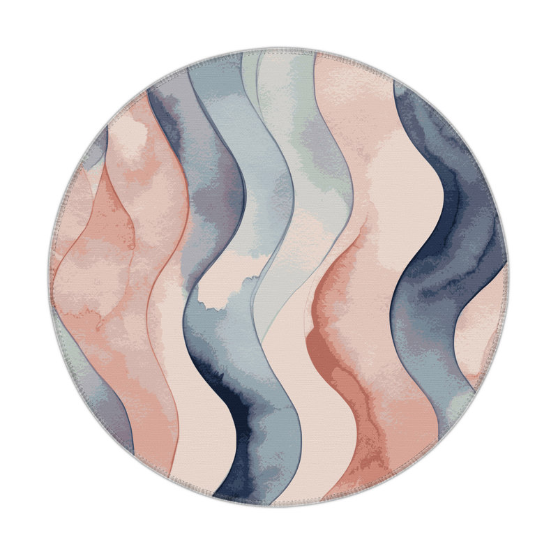Azure Serenity Indoor And Outdoor Area Rug, Round 5'