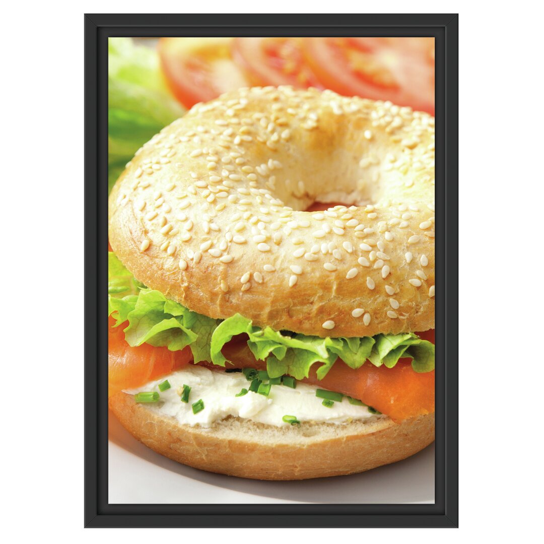 Gerahmtes Wandbild Frischer Lachs Bagel