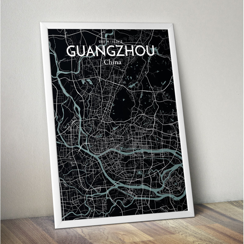 Guangzhou City Map - No Frame Print, 85 cm H x 45.7 cm W x 0.1 cm D