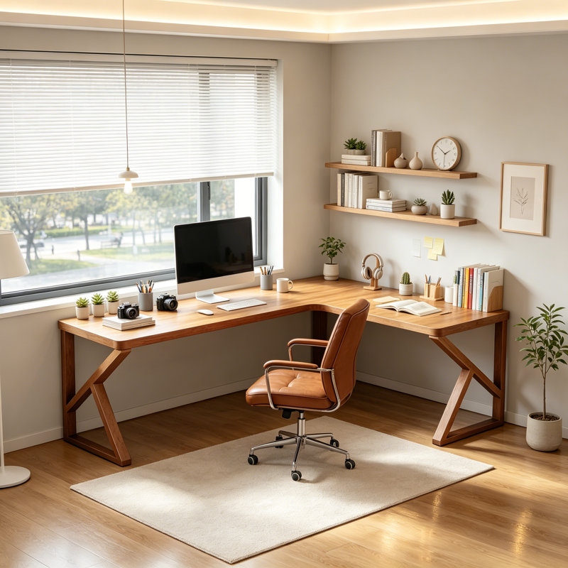 Modern Solid Wood L-Shaped Corner Desk