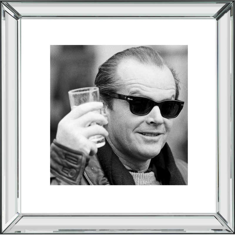 Jack Nicholson - Print on Wood, Silver, 45cm H x 45cm W x 5cm D