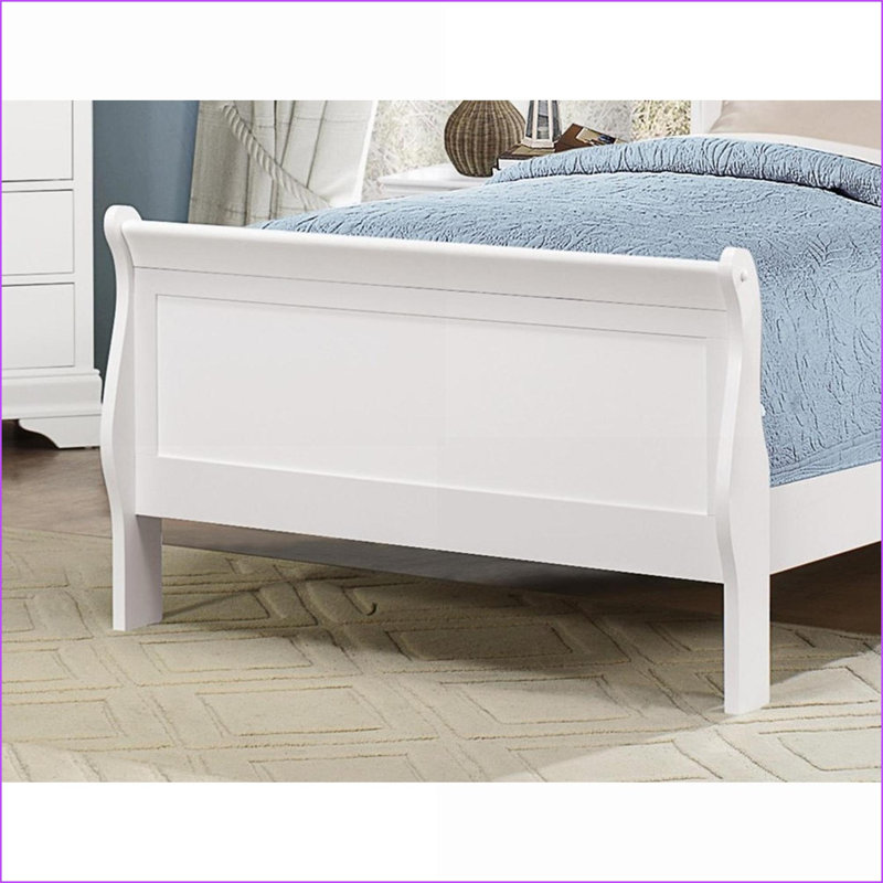 Structure de lit simple en bois Louis Philippe - Finition blanche pour chambre à coucher