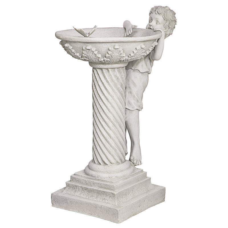 Emiliano Resin Single Tier Birdbath
