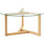Table basse moderne avec verre trempé et bois massif, qui ajoute de l'élégance à tout espace, structure simple en bois massif cocktail, améliore l'espace et facilite le processus d'assemblage-299941405