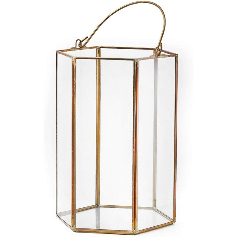 8'' H Metal, Glass Tabletop Lantern