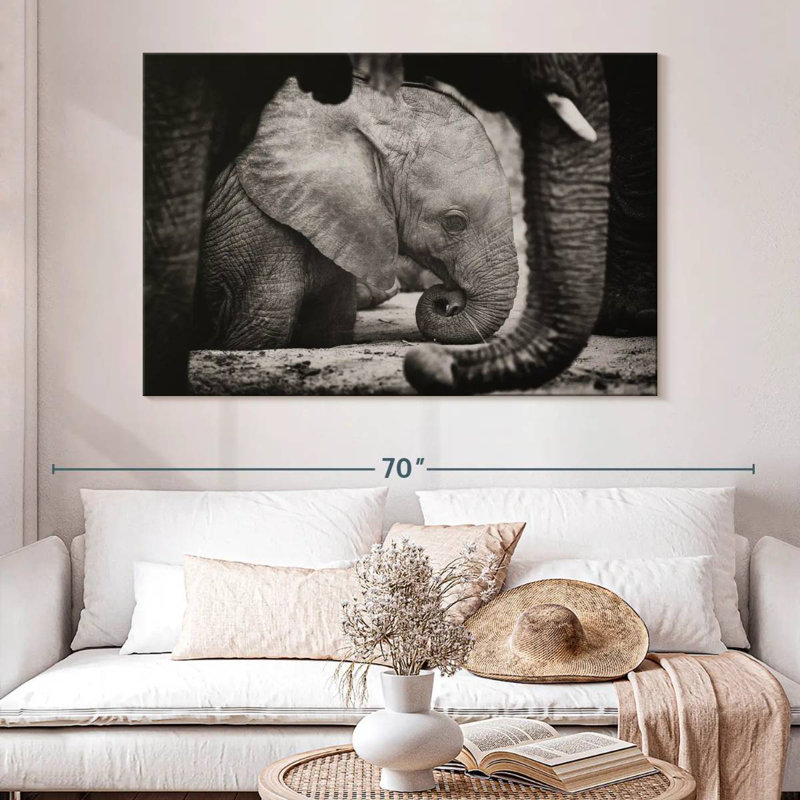 Brampt Napping Baby Elephant, 34" H x 51" W