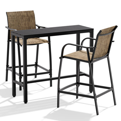 Ensemble repas d'extérieur pour 2 personnes (ensemble 3 pièces, table rectangulaire)