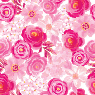 Pink Floral Field by Cat Thurman Designs