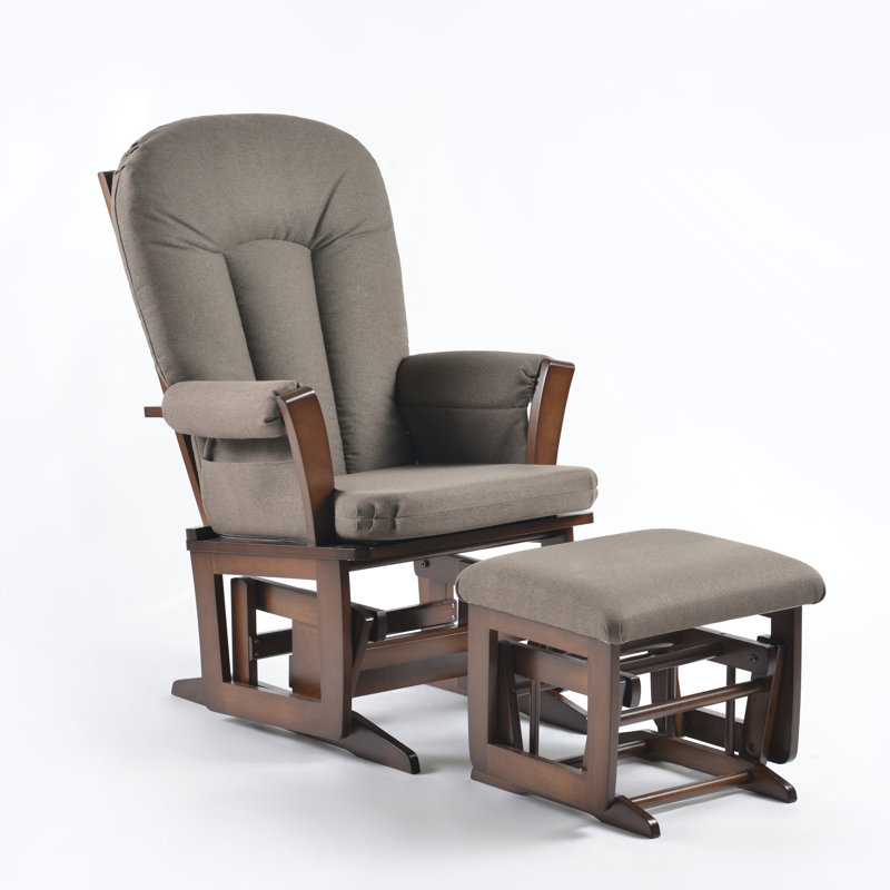 Fauteuil oscillant et repose-pieds Joy, Anthracite, Bois espresso