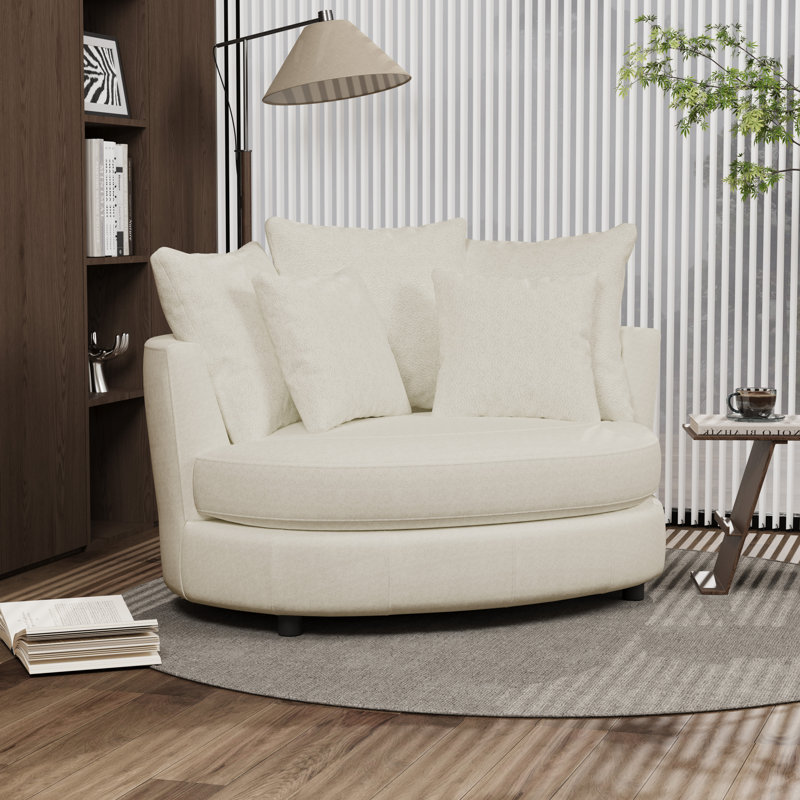Fauteuil de lecture moderne avec housse de 55,1 po avec 5 coussins, Beige