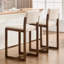 Ensemble de 2 tabourets de bar rembourrés en lin avec tabourets de bar en bois massif-1875521368-1875521373-1875521375