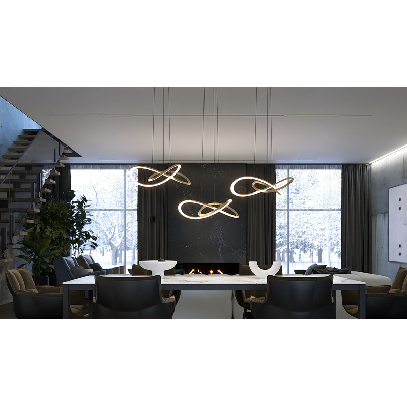 Luminaire suspendu Chalfont, H 5,75 po x l 23,63 po x P 23,63 po, Laiton clair antique