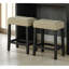 Ensemble de table de salle à manger bicolore à 2 tons avec tabourets et coussins de siège capitonnés beige 3 pièces