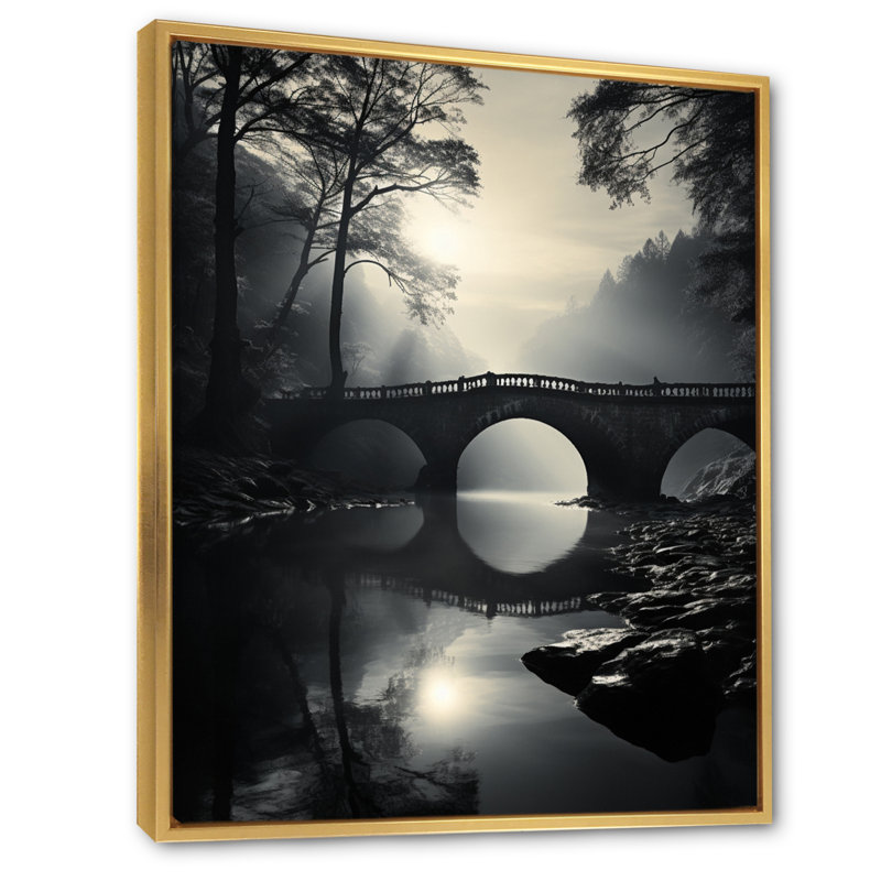 Pont de la sérénité Souali Gray, H 20 po x l 12 po x P 1 po, Cadre flottant doré