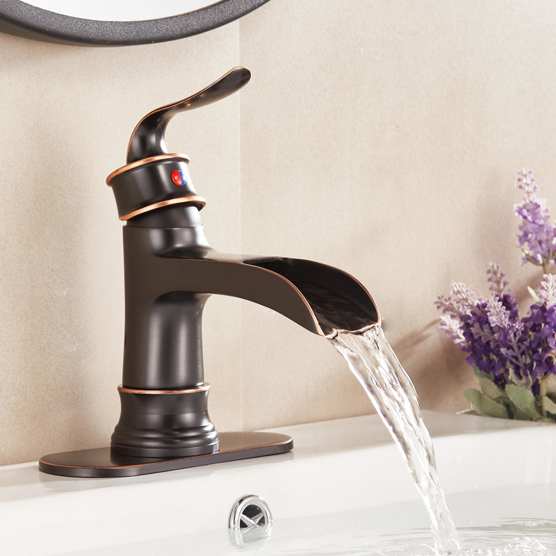 Single-Hole Single-handle Bathroom Faucet with Drain Assembly, Oil Rubbed Bronze