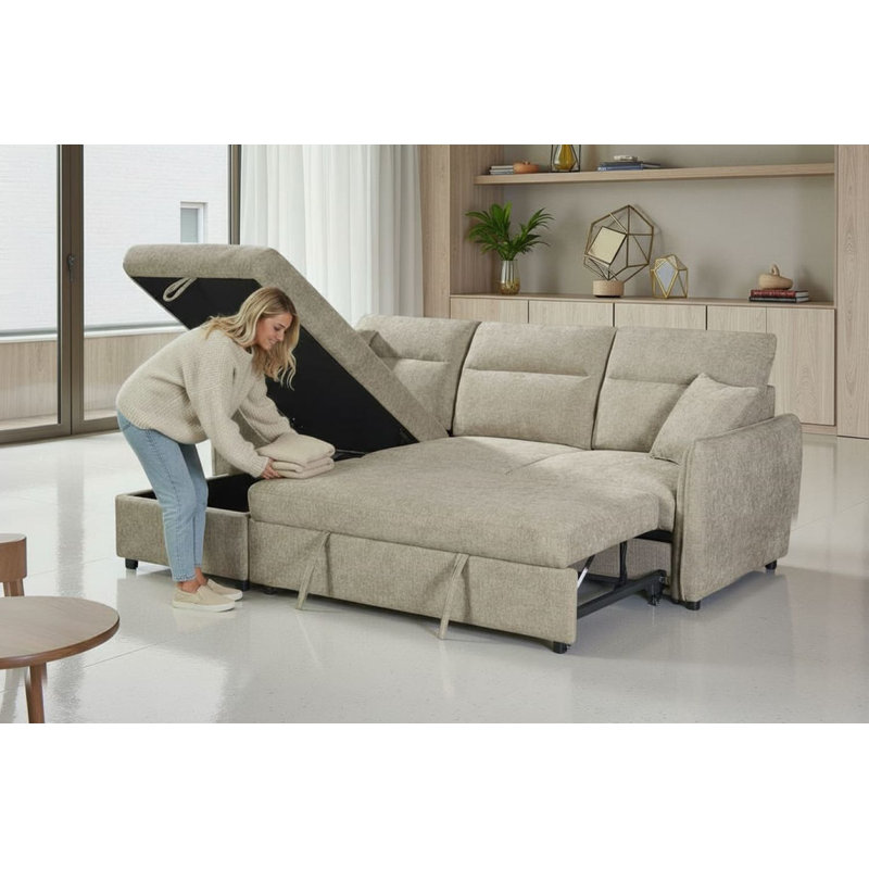 4 Seater Sofa Bed, Blue, Right Hand Facing