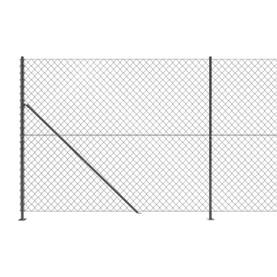 vidaXL Chain Link Fence Outdoor Garden Wire Mesh Cyclone Fence with Flange