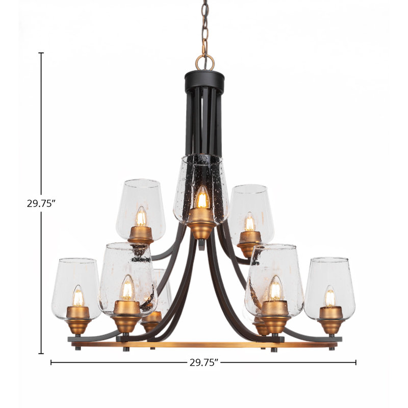Lustre 9 lumières Michell, Clair, Nickel brossé