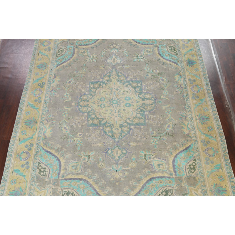 Tapis floral motif persan Tabriz noué à la main 10 x 12