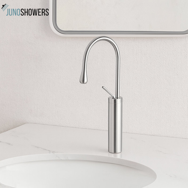 Robinet de lavabo de salle de bain à poignée simple Juno, Chrome chrome