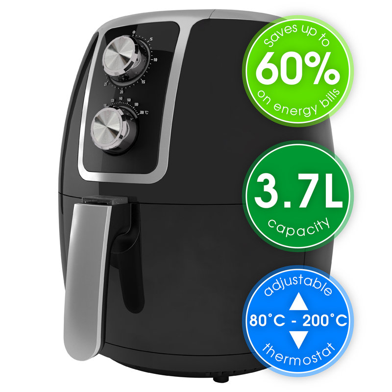 Abode AAF3700 3.7L Manual Air Fryer - Black