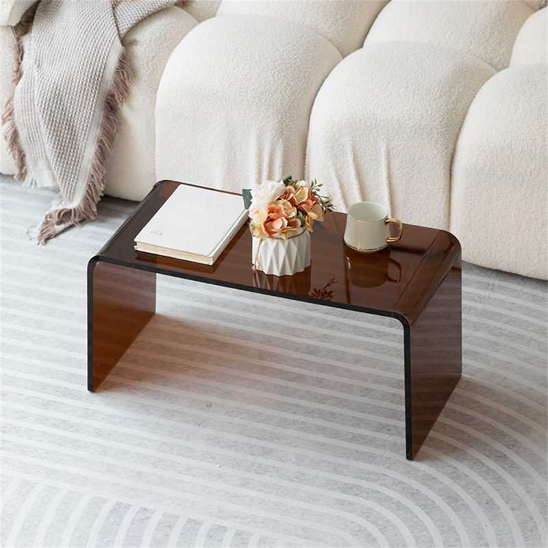 Clear Acrylic C-Shape Side Table, Brown, 24" H x 12" W x 14" D