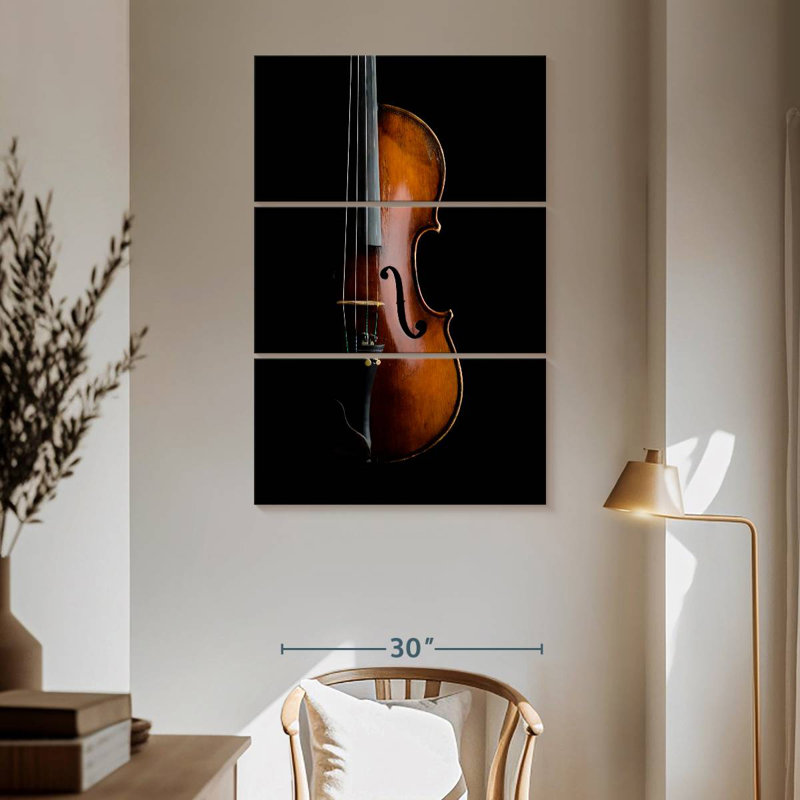 Abarca, violon brillant sur fond noir, H 65 po x l 42 po
