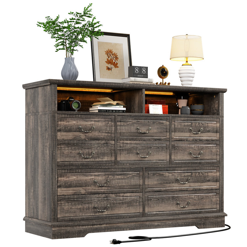 Wood Dresser For Bedroom, Rustic Brown, 10