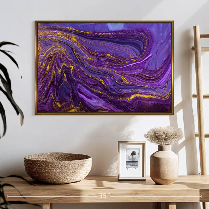 Cerisier mauve, 25 po x 17 po, Cadre flottant doré