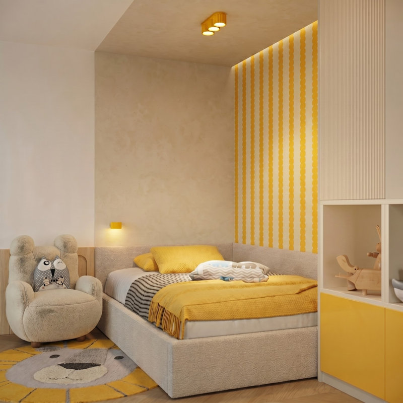 Aura Aluminium Flush Mounted Sconce, 10x12x6 cm, Yellow, 1 Light