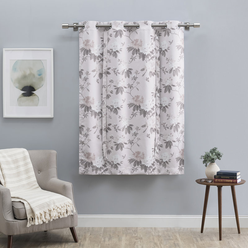 Beacsfield Elegant Blackout Floral Grommet in Short Panel w/ Wand, Seafoam, 52" W x 54" L