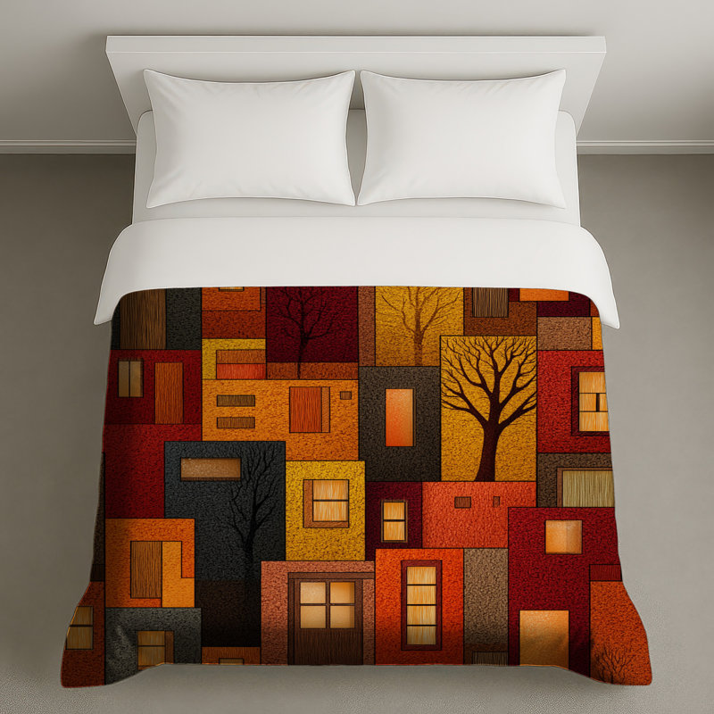 Housse de couette abstraite bâtiments modernes, Grand lit