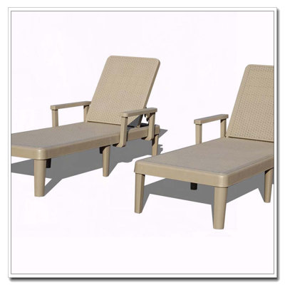 Set of 2 Resin Pool Lounge Chairs with 6-Position Adjustable Back and Ergonomic Armrests
