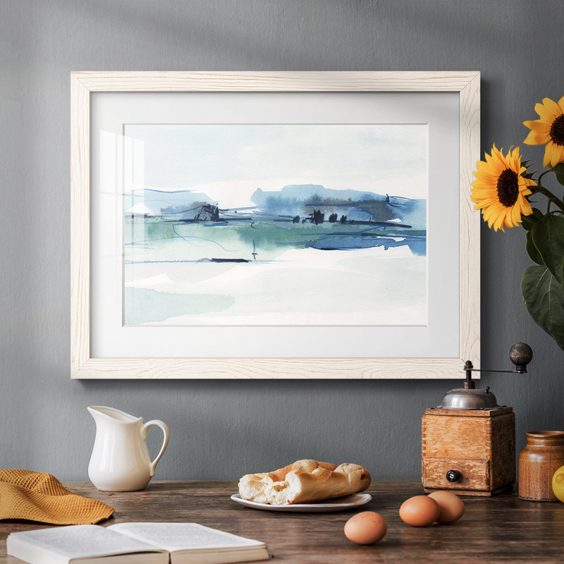 Ultramarine Vista II - reproduction encadrée rustique avec tableau mat, Blanc, H 28 po x l 42 po x P 1,5 po