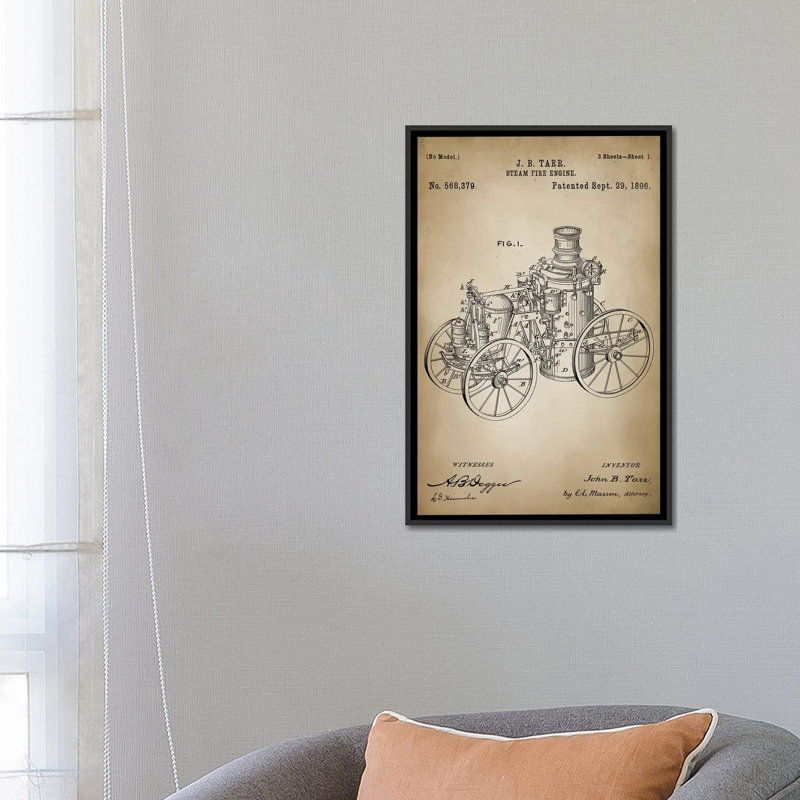 Patent Print Store " Firefight IV " by PatentPrintStore, 26" H x 18" W x 1.5" D, Black Framed Canvas