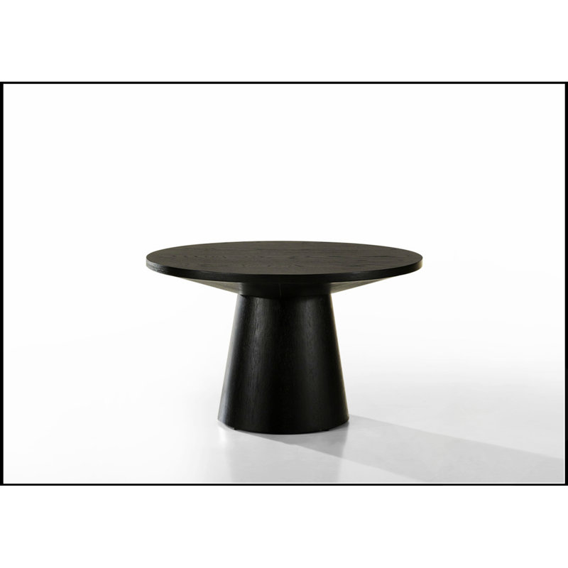 Table basse ronde en ébène de 74 cm de diamètre avec pied central, idéale pour ajouter élégance et fonctionnalité à n'importe quel salon.