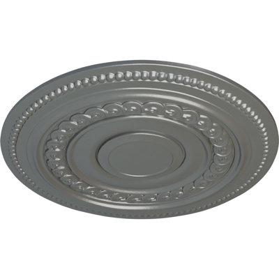 Endurathane Oldham Ceiling Medallion, 18"OD x 1 1/4"P (Fits Canopies up to 8 5/8"), Hand-Painted Silver Finish