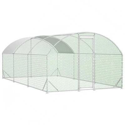 Large Chicken Coop Metal Chicken Run With Waterproof And Anti-UV Cover, Dome Shaped Walk-In Fence Cage Hen House For Outdoor And Yard Farm Use, 1" Tube Diameter, 9.84' X 19.68' X 6.56'