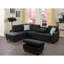 Canapé modulaire en mélange de lin rembourré de mousse avec chaise longue en tissu gris anthracite gris de 98 po faisant face à la gauche-121096820