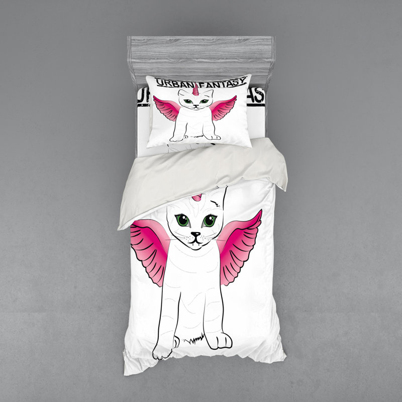 Ensemble de housse de couette Unicorn Cat, Housse de couette simple TG + 2 articles suppléme
