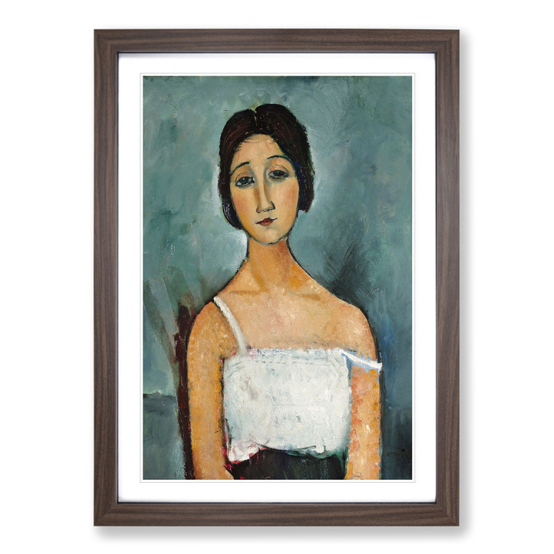 Christina by Amedeo Modigliani - Picture Frame Painting, Walnut Framed, 36cm H x 27cm W x 2cm D