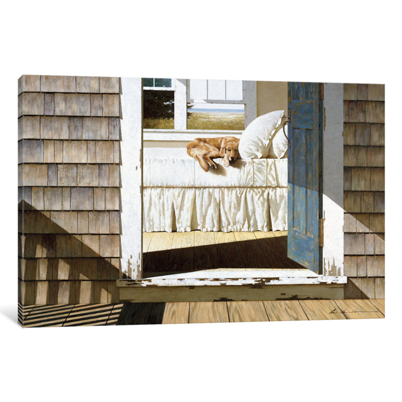 «Beach House Dog» par Zhen-Huan Lu - reproduction d'art sur toile tendue, H 40 po x l 60 po x P 1,5 po