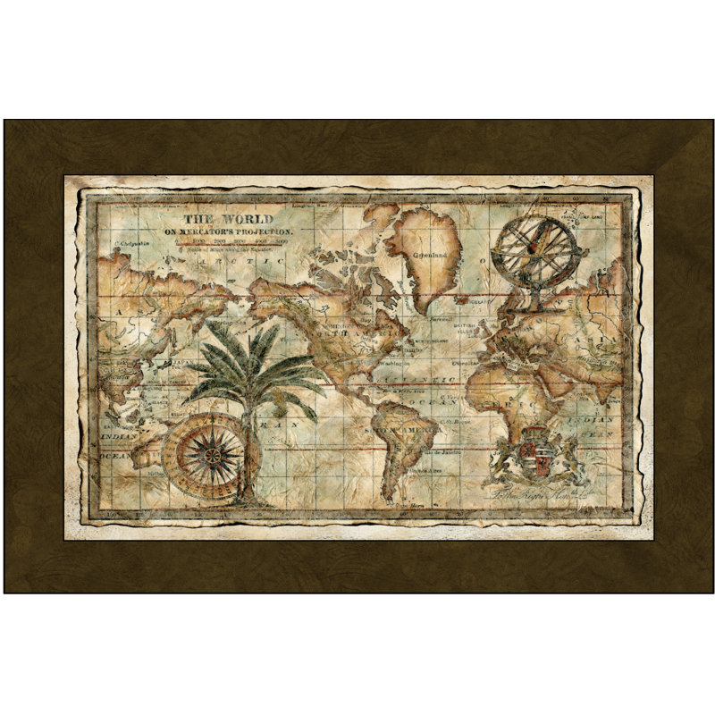 Carte du monde avec globe, H 24 po x l 36 po x P 1,25 po