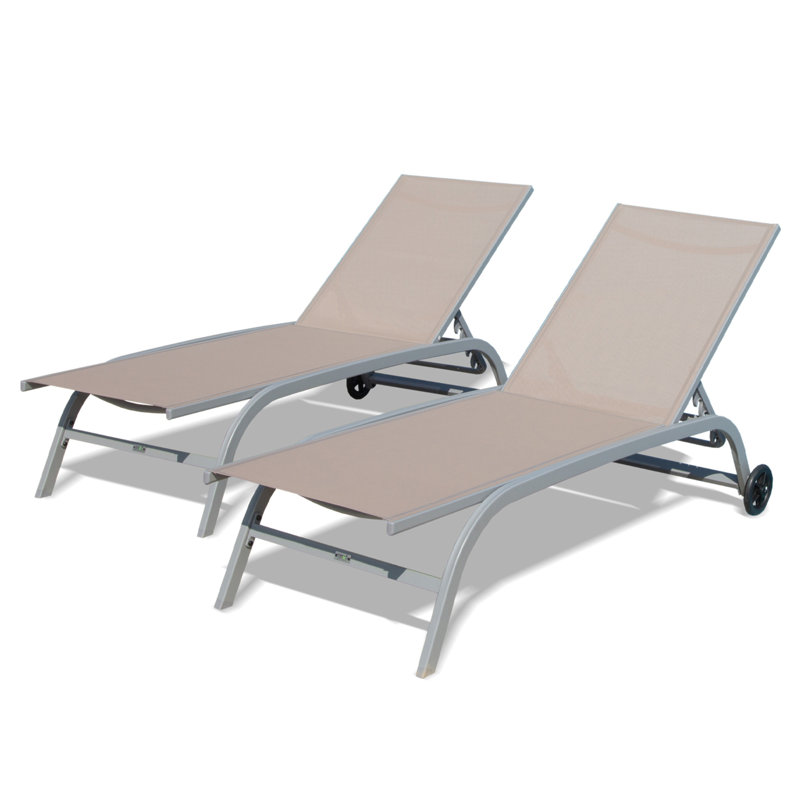 Chaise longue d'extérieur en métal Mayrelin, Gris / Kaki
