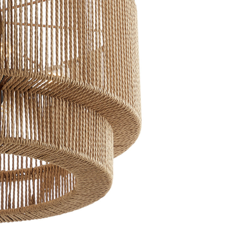 Luminaire suspendu tambour en corde naturelle à 6 lumières Eco - Milos - l 24 po x H 12,5 po, L 24 po x H 12,5 po