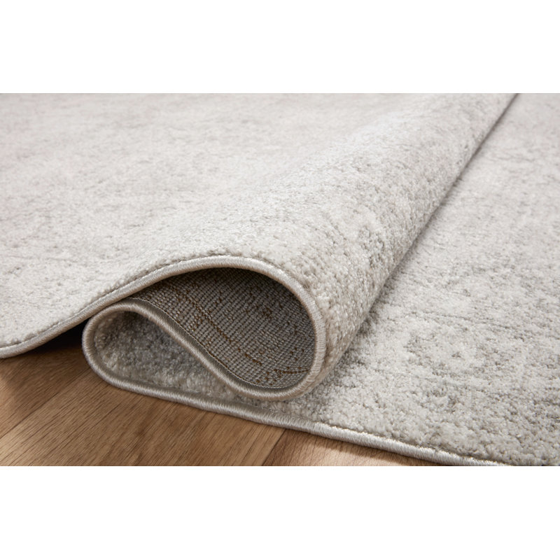 Tapis argenté / ivoire Loloi II Odette, Rond 9 pi 2 po