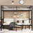 Twin XL Over Twin XL Metal Futon Bunk Bed, Black Loft Bed with 3-Section Pull-Out Lower Bunk & Safety Rails, Convertible Sofa Bunk Bed for Teens, Adults, Bedroom-231696654